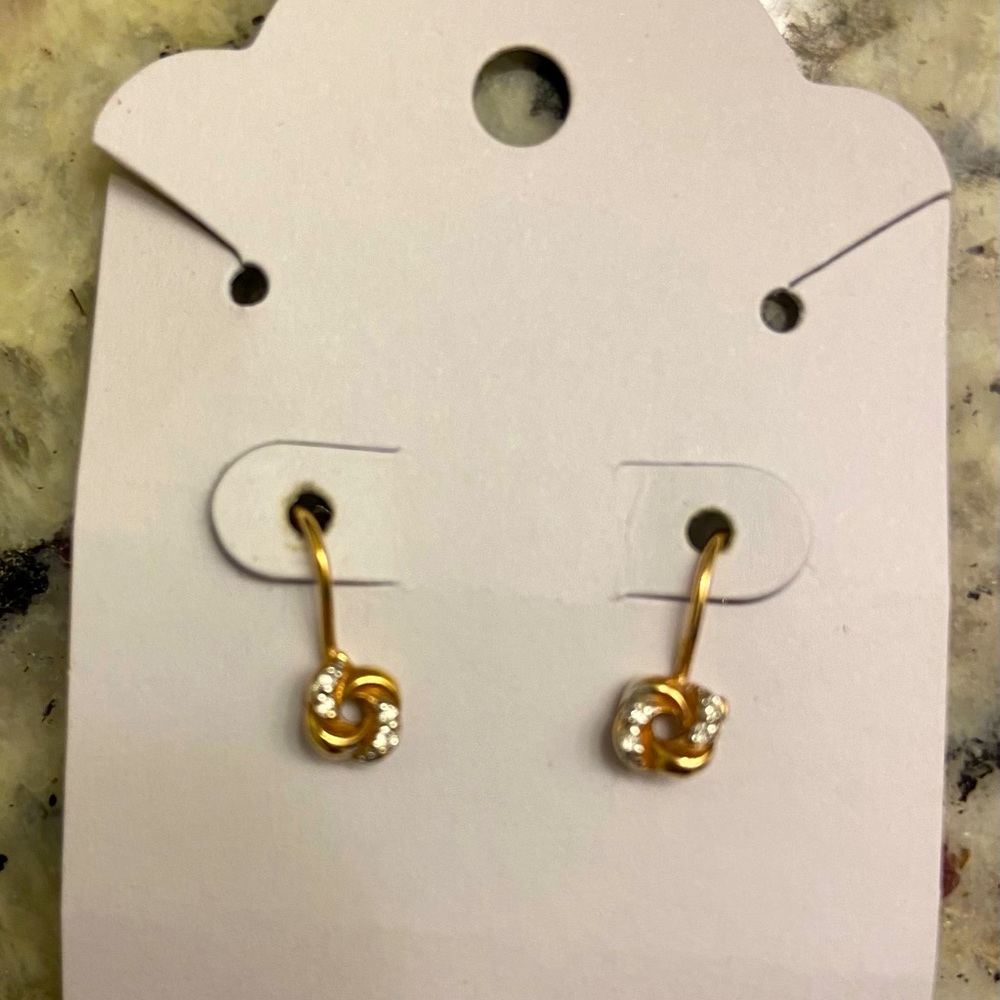 Tiny 14 k solid rose gold earrings for baby girls. - Picture 6 of 9